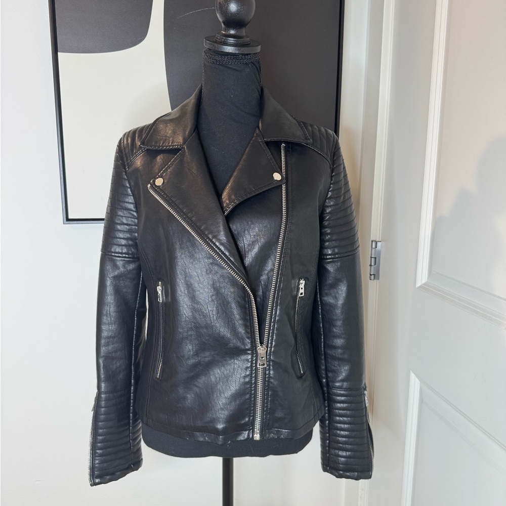 Topshop Black Leather Moto Jacket